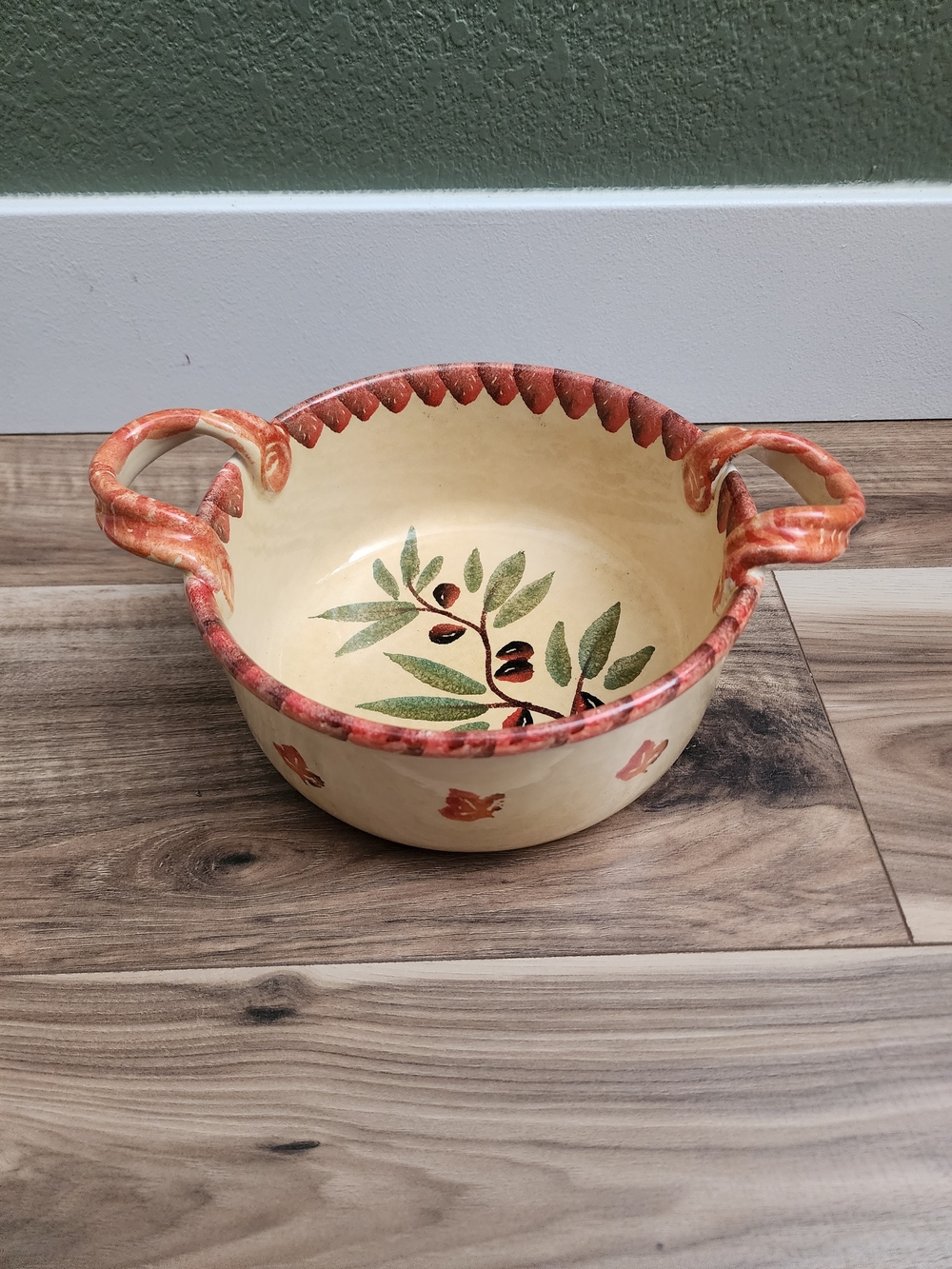 Vintage Firenze Italica Ars Italian Pottery Handled Serving Bowl